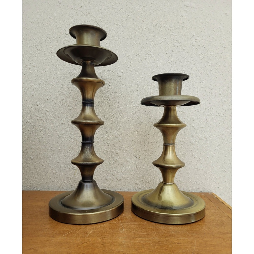 Vintage‎ Pair of HODA Gold Tone Brass Candlestick Holders Candle Holders Tapers